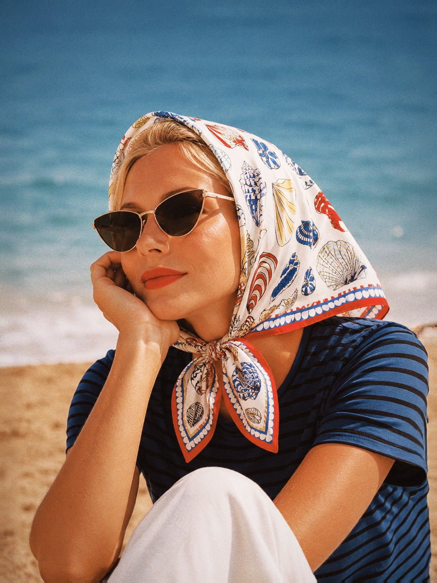 THEA scarf Seashells - Lesley Evers-Accessories-cotton silk-gifts under $75
