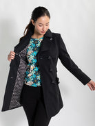 TIERNEY coat Black Ottoman - Lesley Evers - coat - duster - lined coat