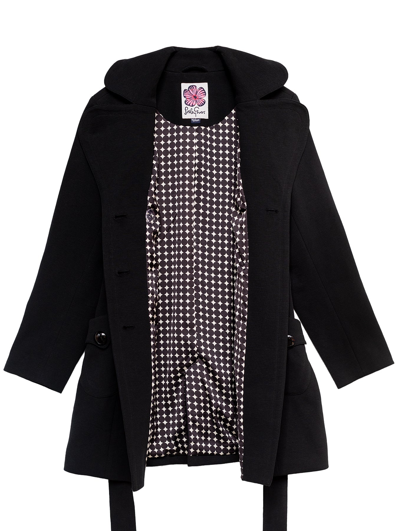 TIERNEY coat Black Ottoman - Lesley Evers - coat - duster - lined coat