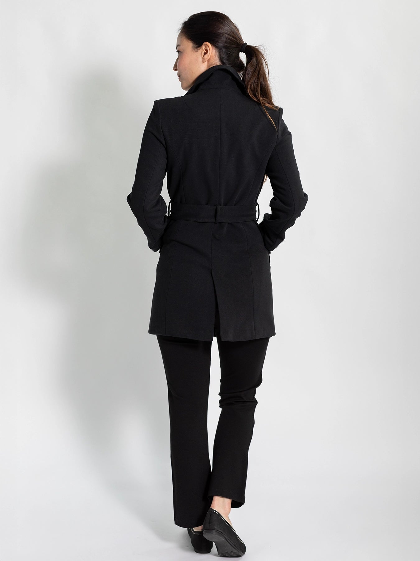 TIERNEY coat Black Ottoman - Lesley Evers - coat - duster - lined coat