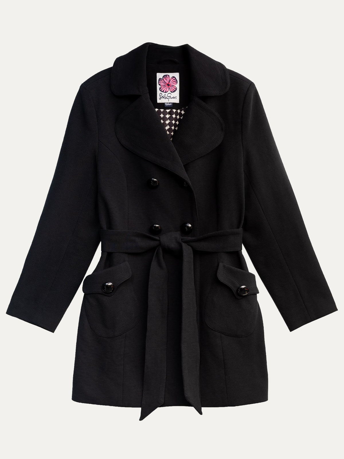 TIERNEY coat Black Ottoman - Lesley Evers-coat-duster-lined coat