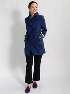 TIERNEY coat Navy Ottoman - Lesley Evers - coat - duster - faux leather