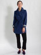 TIERNEY coat Navy Ottoman - Lesley Evers - coat - duster - faux leather