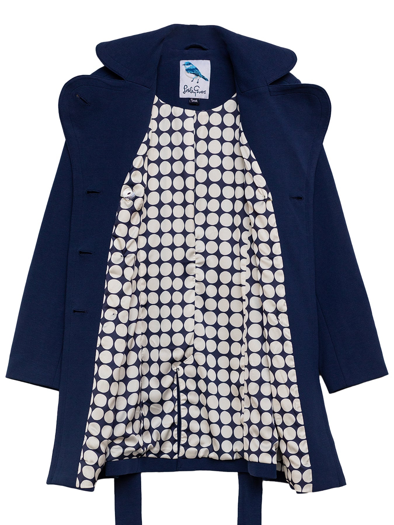 TIERNEY coat Navy Ottoman - Lesley Evers - coat - duster - faux leather