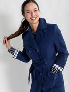 TIERNEY coat Navy Ottoman - Lesley Evers - coat - duster - faux leather