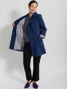 TIERNEY coat Navy Ottoman - Lesley Evers - coat - duster - faux leather