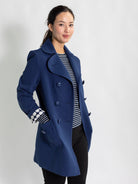 TIERNEY coat Navy Ottoman - Lesley Evers - coat - duster - faux leather