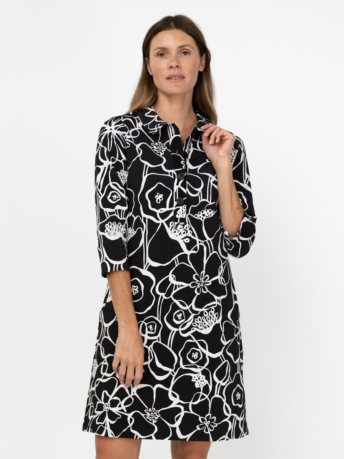 TIPPI dress Full Bloom Black and White - Lesley Evers-Dress-new-Shop