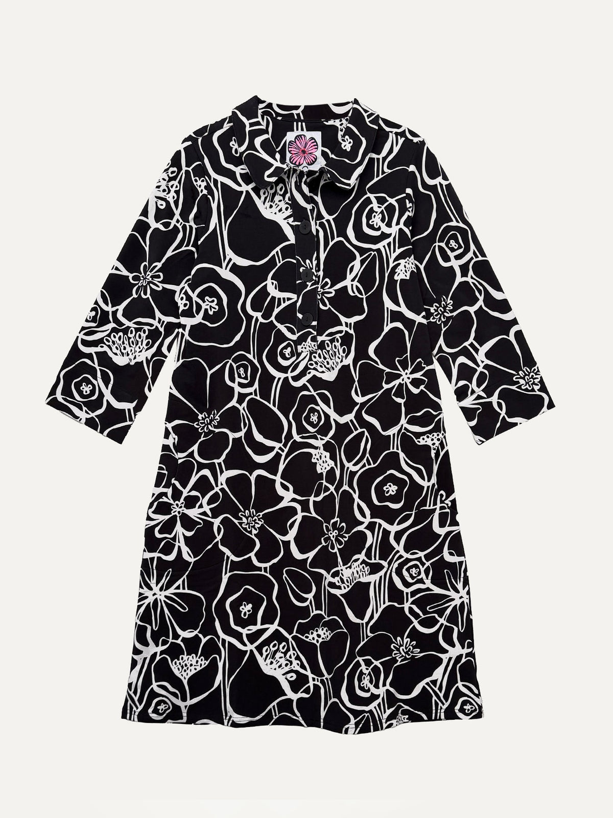 TIPPI dress Full Bloom Black and White - Lesley Evers-Dress-new-Shop