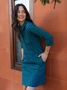 TIPPI dress Polka Dots Navy and Green - Lesley Evers-Dress-new-Shop