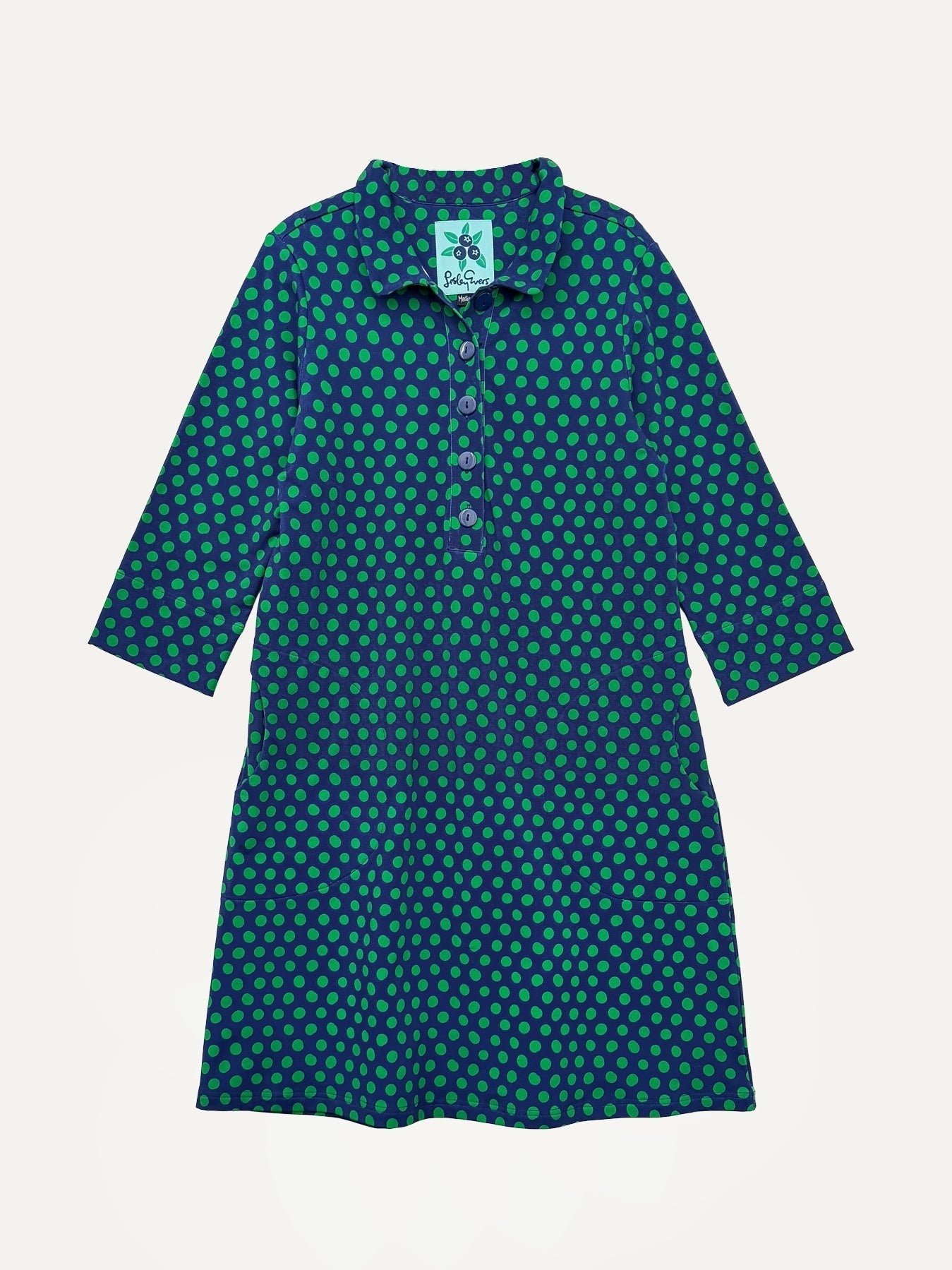 TIPPI dress Polka Dots Navy and Green - Lesley Evers-Dress-new-Shop