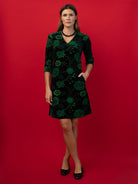 VERONICA dress Embroidered Velvet Green - Lesley Evers-Black-Dress-Shop
