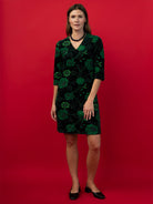 VERONICA dress Embroidered Velvet Green - Lesley Evers-Black-Dress-Shop