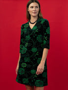 VERONICA dress Embroidered Velvet Green - Lesley Evers-Black-Dress-Shop