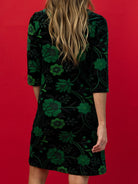 VERONICA dress Embroidered Velvet Green - Lesley Evers-Black-Dress-Shop