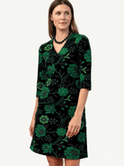 VERONICA dress Embroidered Velvet Green - Lesley Evers-Black-Dress-Shop