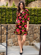 VERONICA dress Embroidered Velvet Pink - Lesley Evers-Black-Dress-Shop