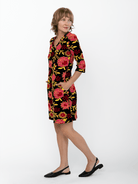 VERONICA dress Embroidered Velvet Pink - Lesley Evers-Black-Dress-Shop