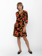 VERONICA dress Embroidered Velvet Pink - Lesley Evers-Black-Dress-Shop