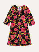 VERONICA dress Embroidered Velvet Pink - Lesley Evers-Black-Dress-Shop