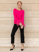 VESPERA top Pink - Lesley Evers - blouse - feather top - Shop