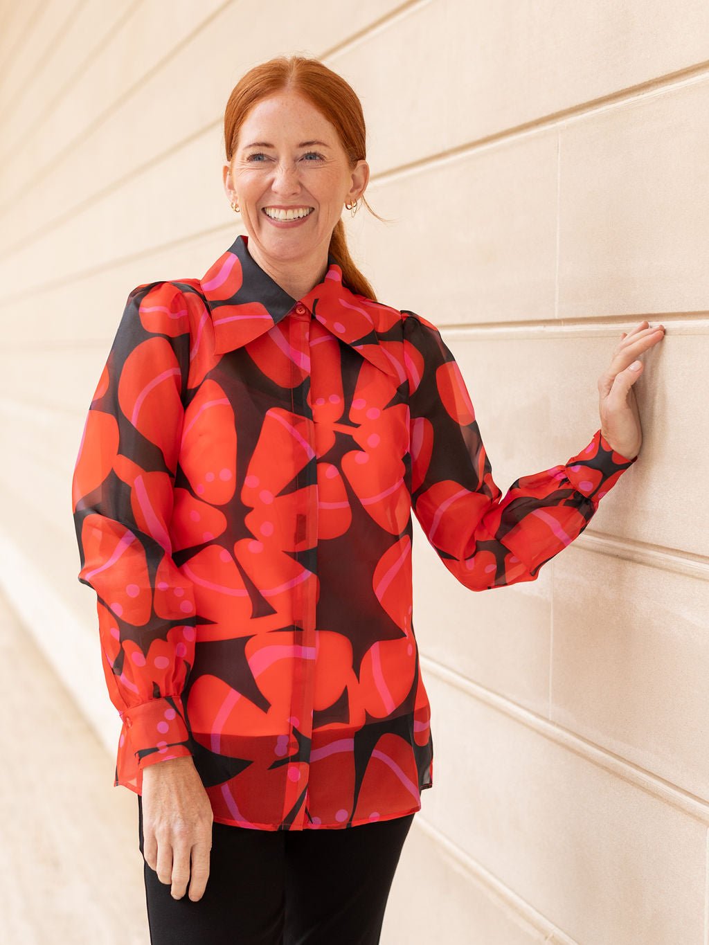 WHITNEY blouse Anemone Red – Lesley Evers