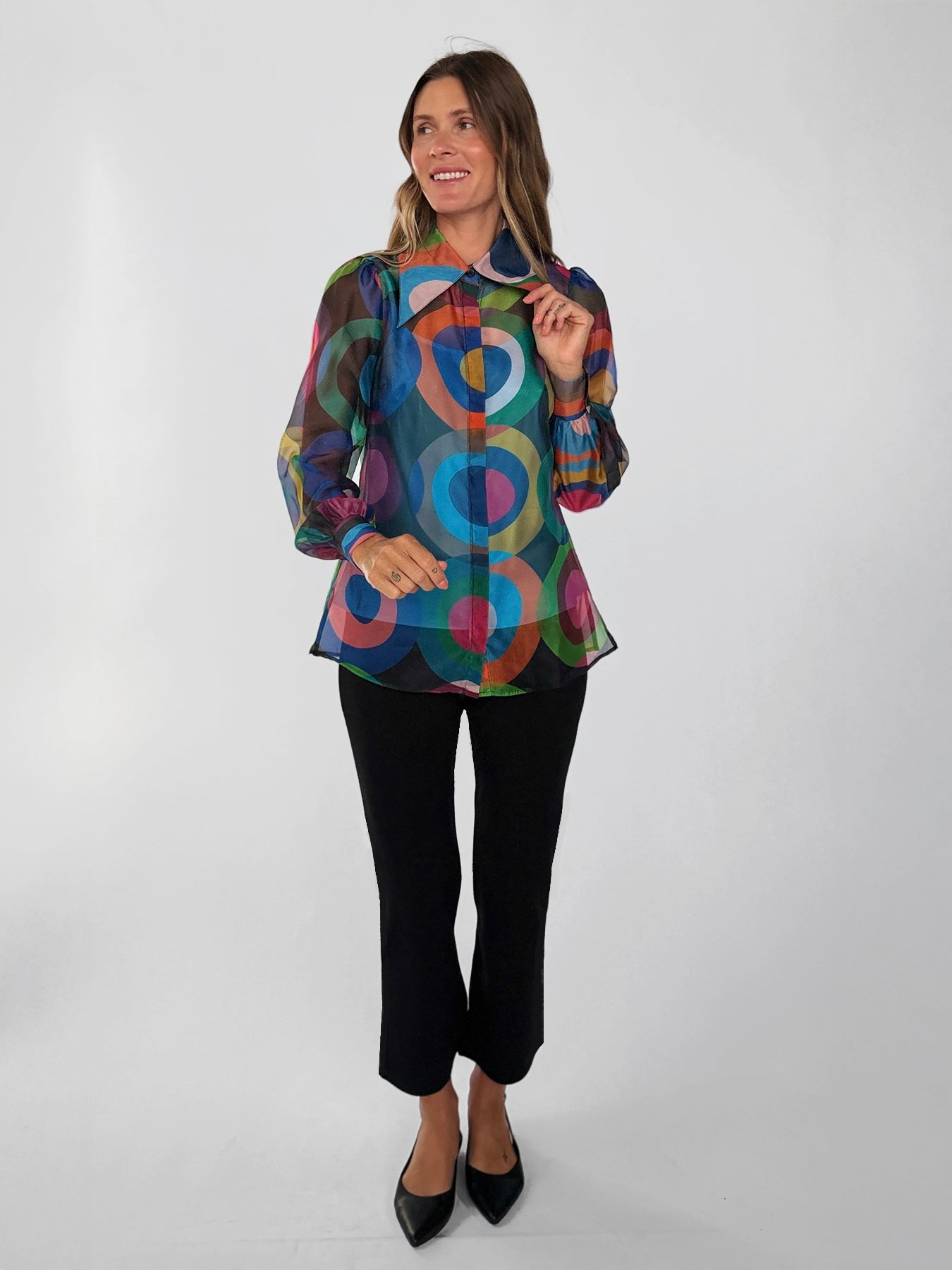 WHITNEY blouse Circles Navy - Lesley Evers-blouse-circles-circles navy