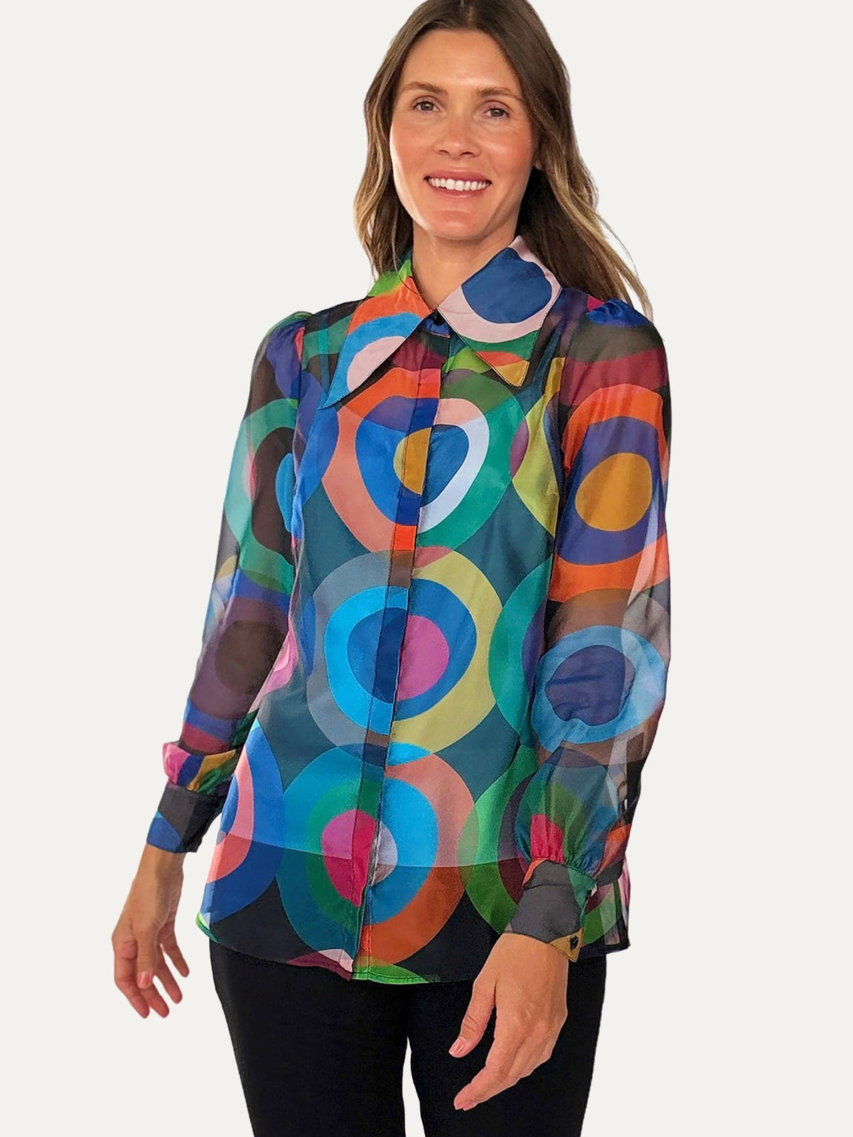 WHITNEY blouse Circles Navy - Lesley Evers-blouse-circles-circles navy