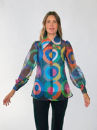 WHITNEY blouse Circles Navy - Lesley Evers-blouse-circles-circles navy
