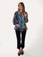 WHITNEY blouse Circles Navy - Lesley Evers-blouse-circles-circles navy