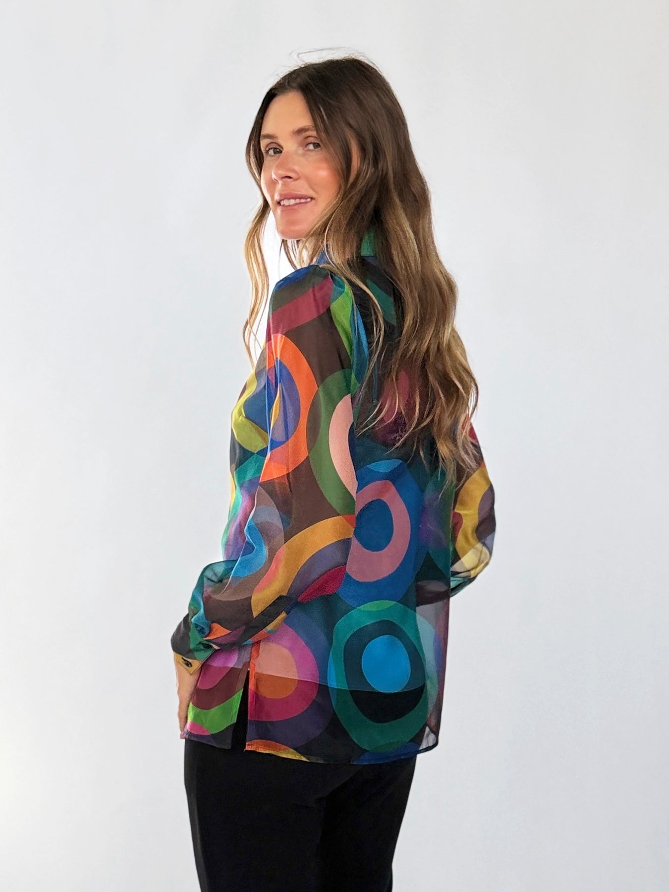 WHITNEY blouse Circles Navy - Lesley Evers-blouse-circles-circles navy