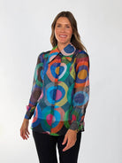 WHITNEY blouse Circles Navy - Lesley Evers-blouse-circles-circles navy