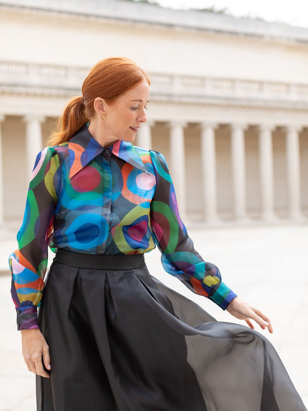 WHITNEY blouse Circles Navy - Lesley Evers - blouse - circles - circles navy