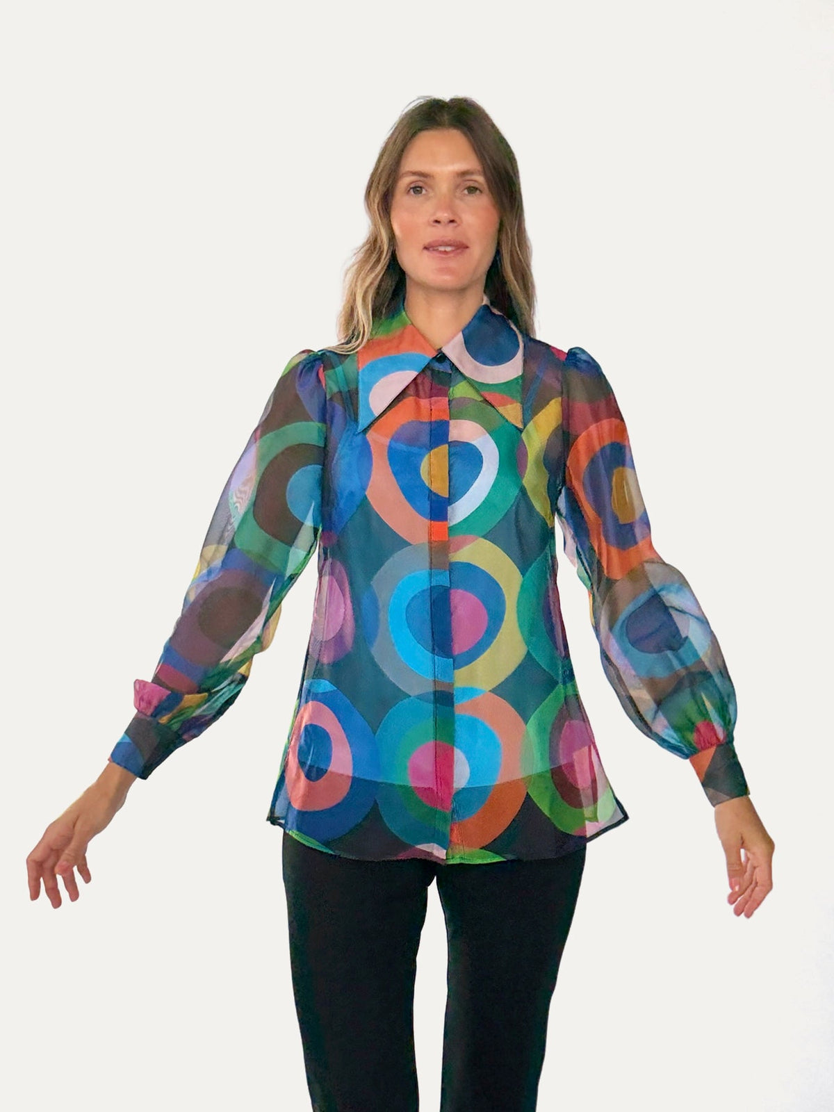 WHITNEY blouse Circles Navy - Lesley Evers-blouse-circles-circles navy