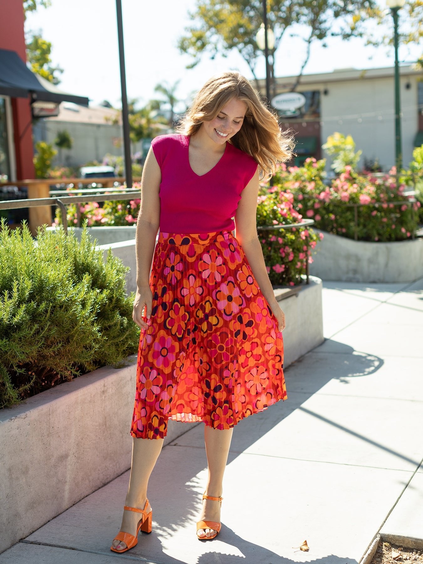 YVETTE pleated skirt Jubilee Pink - Lesley Evers - Bottoms - jubilee - Shop