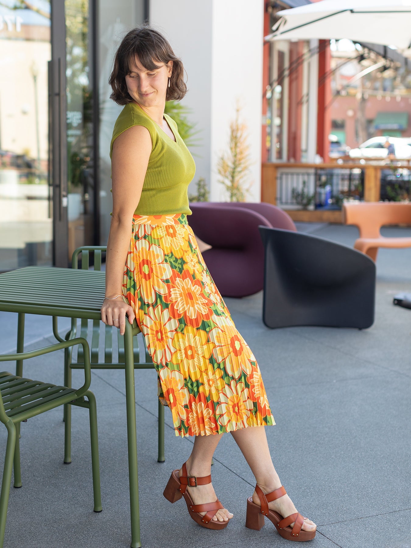 YVETTE pleated skirt Yellow Camellia - Lesley Evers - Bottoms - Shop - Shop/All Products