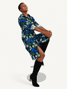 ZELDA dress Alpine Meadow Navy - Lesley Evers-Dress-Knee Length Dress-Shop