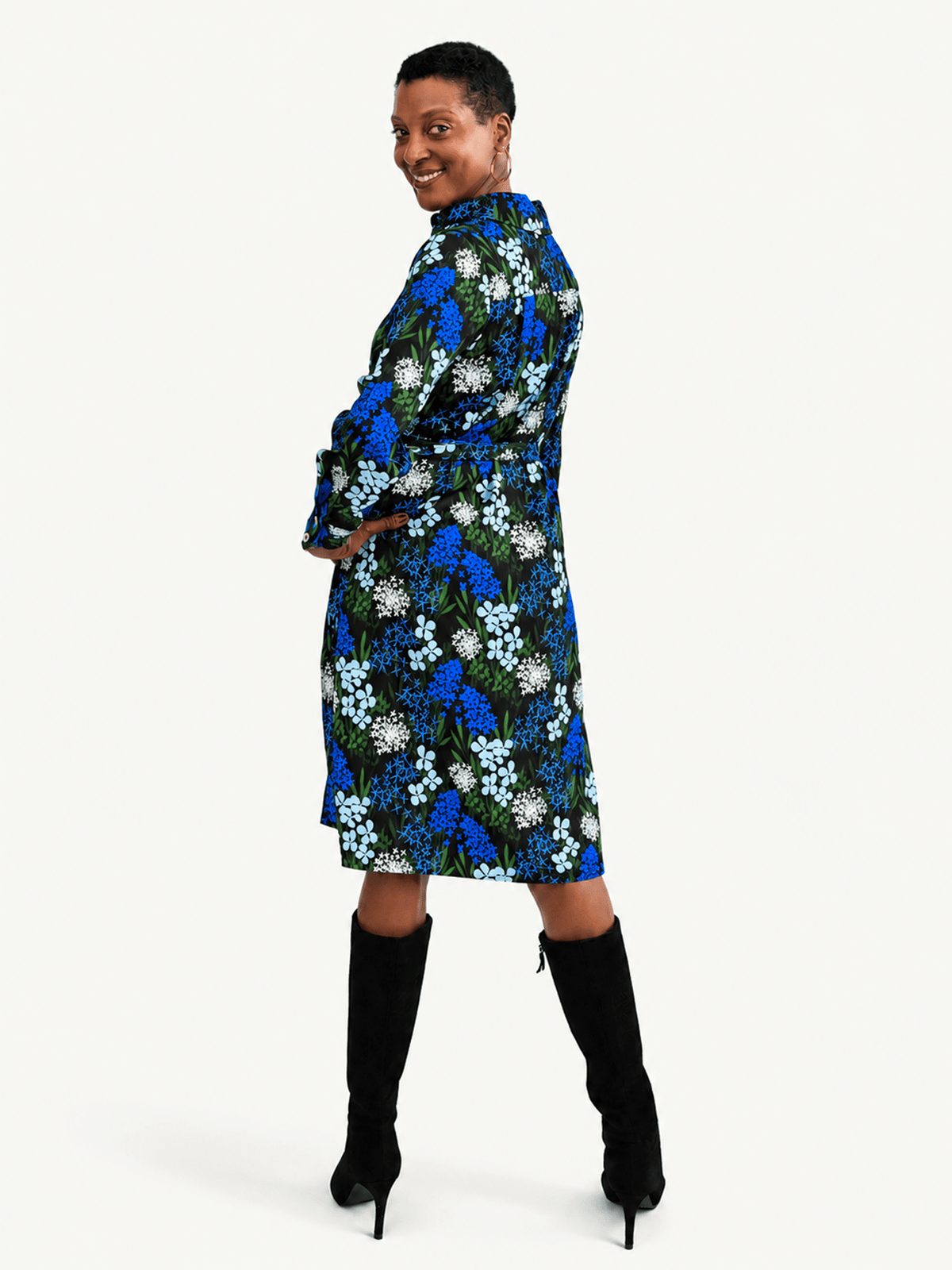 ZELDA dress Alpine Meadow Navy - Lesley Evers-Dress-Knee Length Dress-Shop