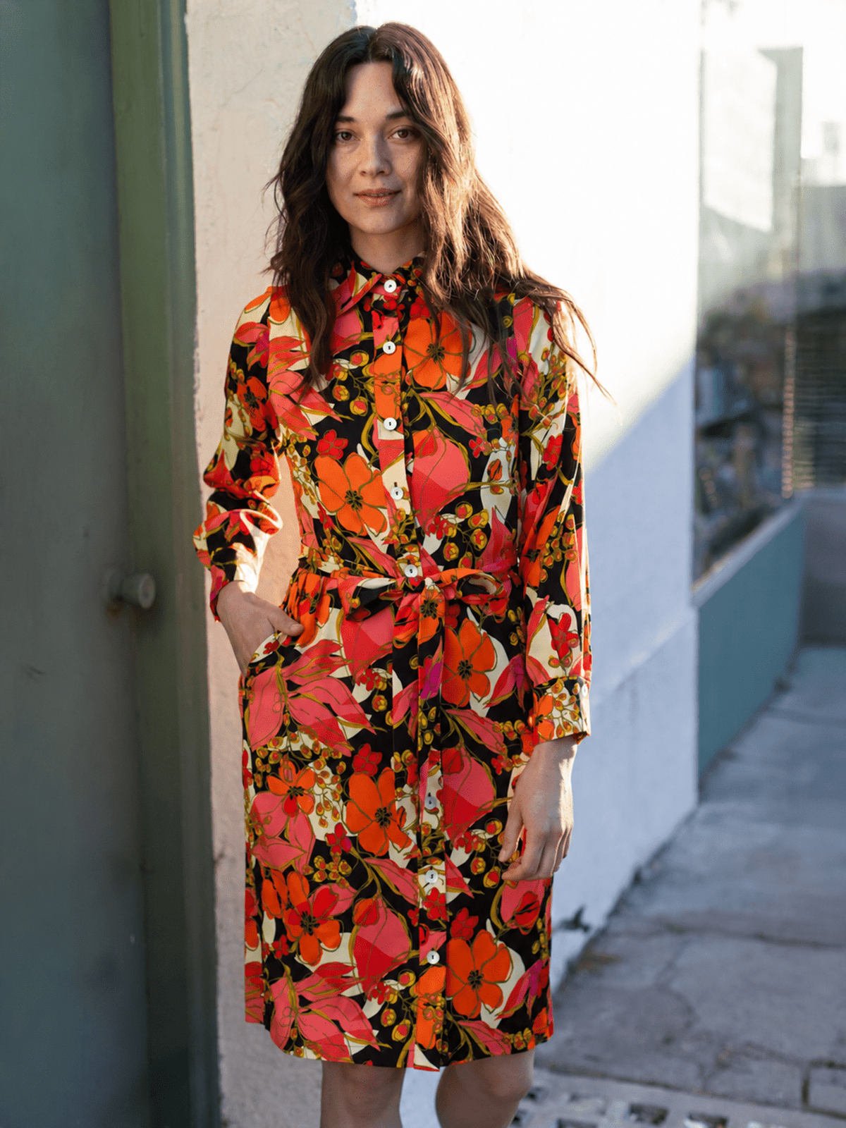 ZELDA dress Plum Blossom Sunset - Lesley Evers-Dress-Knee Length Dress-Shop