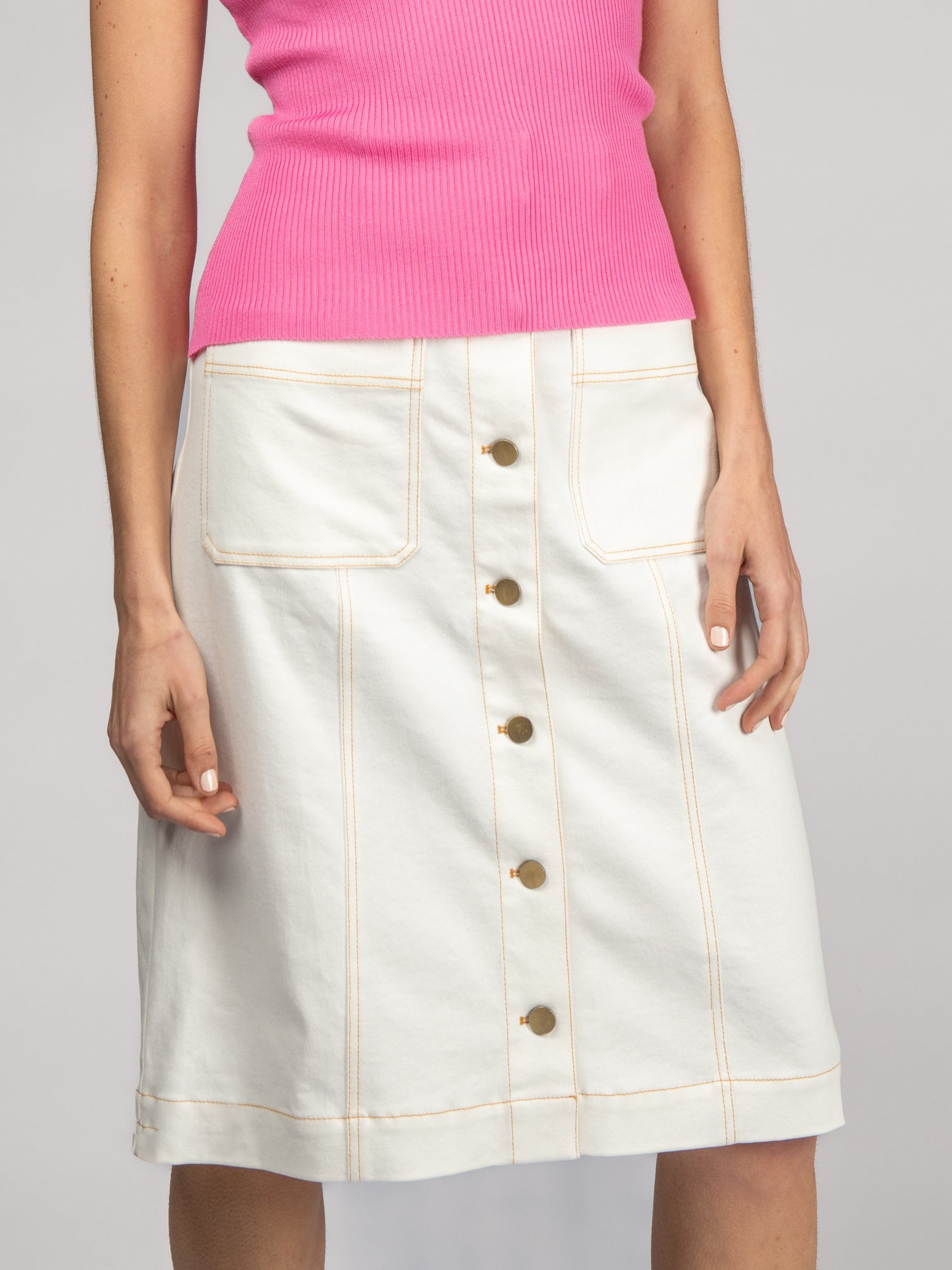 White A-line denim midi skirt | Prada | MATCHES UK