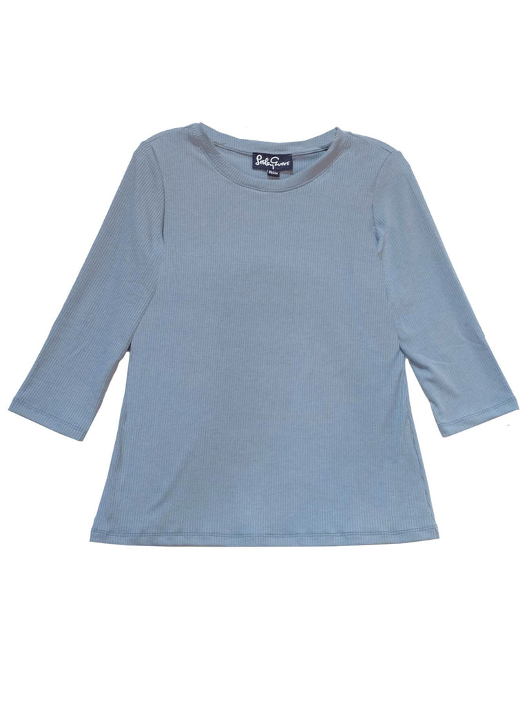 ANNIE tee Silver Blue - Lesley Evers-3/4 Sleeve Tee-Poly-Shop