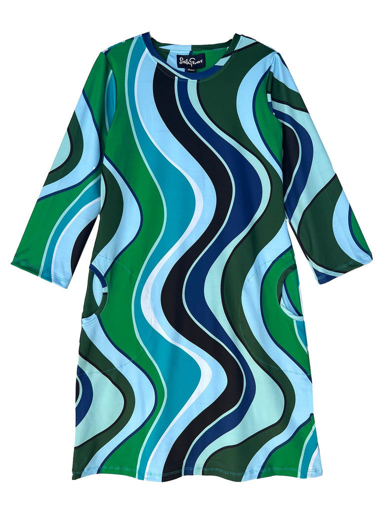 ARDEN dress Green Wave - Lesley Evers-blue dress-Dress-Knee Length Dress