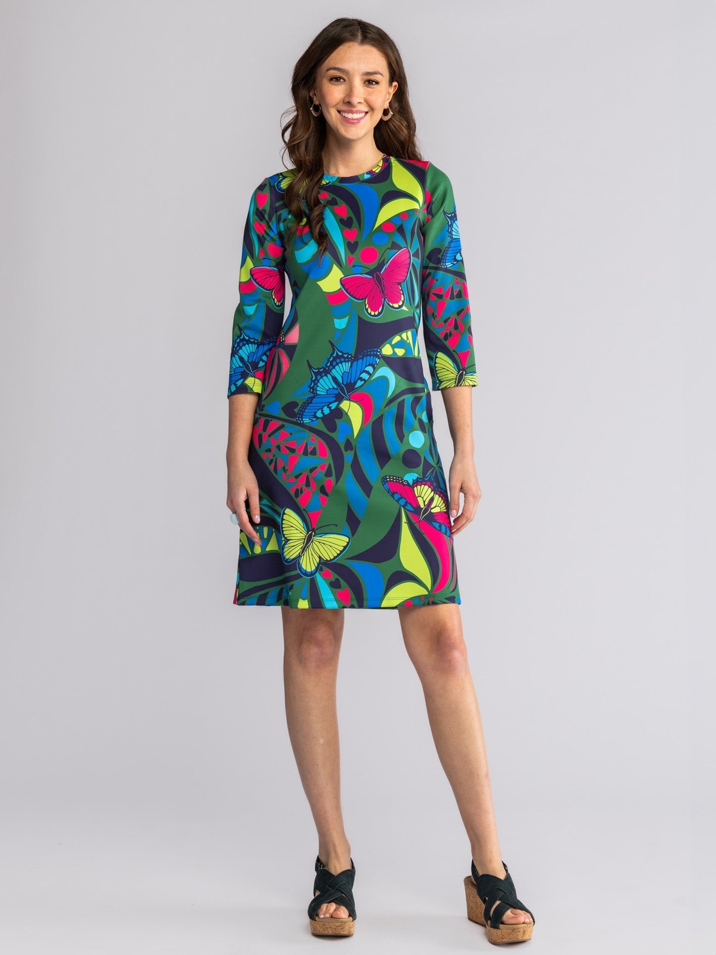 ARDEN dress Serendipity Green and Navy - Lesley Evers-ARDEN-Blue-blue dress