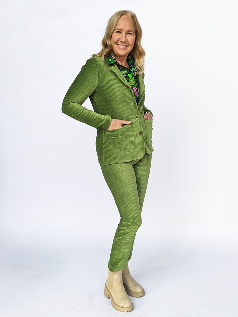BLAIR blazer Leaf Green - Lesley Evers-blazer-cord suit-corduroy