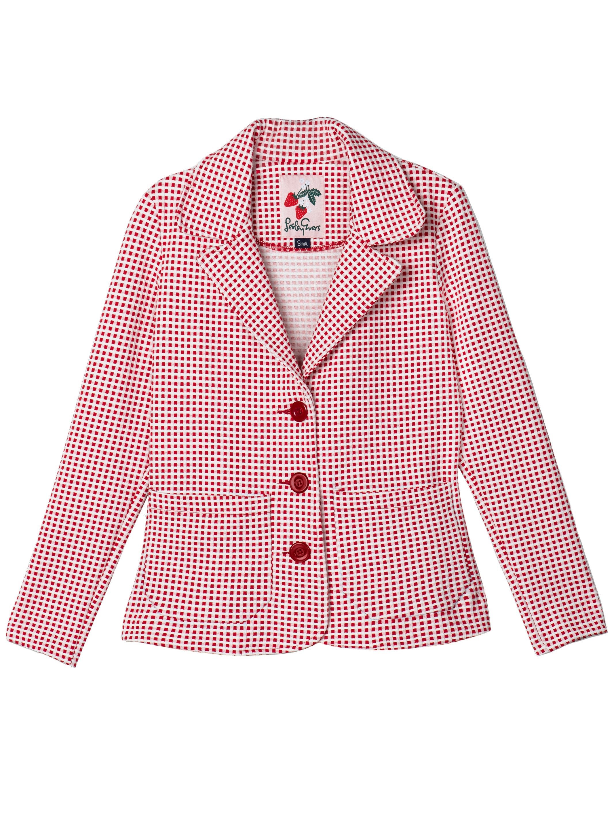 BLAIR blazer Red Jacquard - Lesley Evers-blazer-cord suit-corduroy
