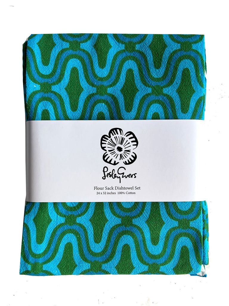 Blue and Green Dishtowel Set - Lesley Evers-dishtowel-Gifts-Home