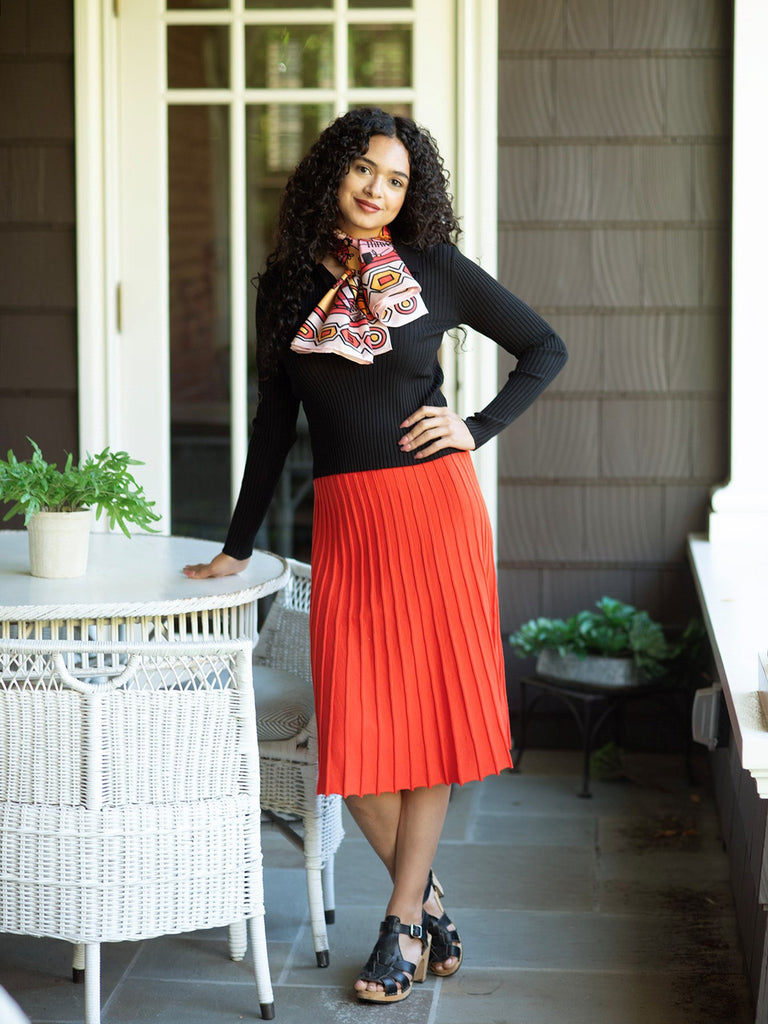 CHLOE knit skirt Tomato - Lesley Evers-bottom-clothing-Skirt