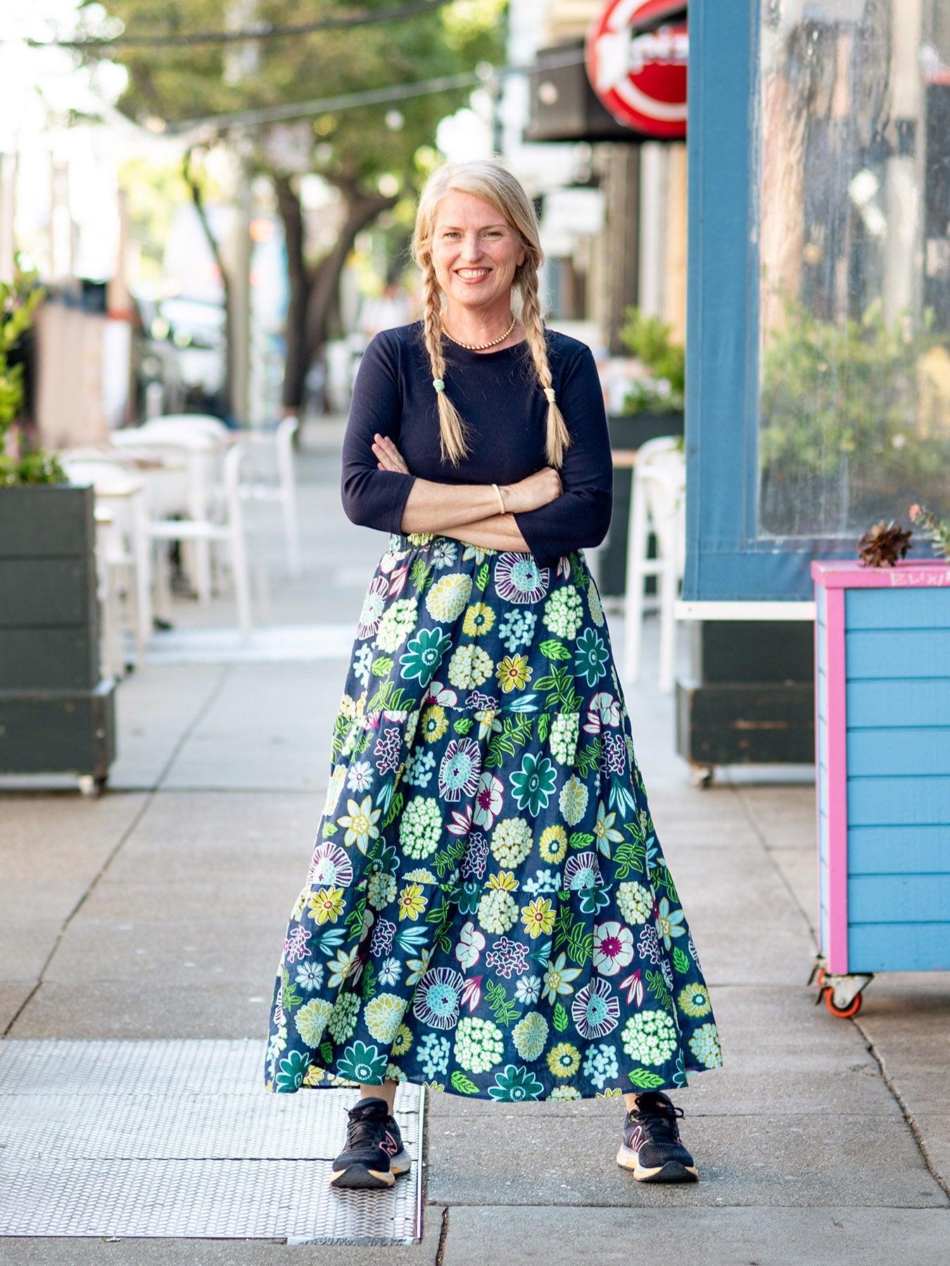 CLAUDIA maxi skirt Dazzle Flower Navy - Lesley Evers-Shop-Shop/All Products-Shop/Separates