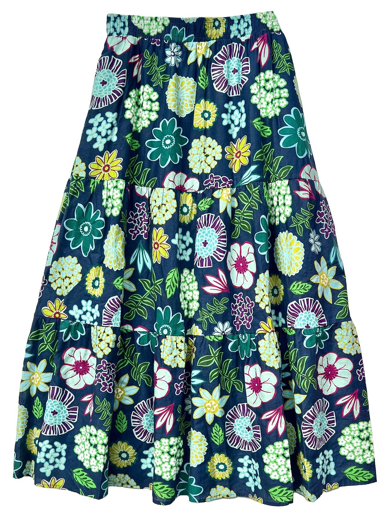 CLAUDIA maxi skirt Dazzle Flower Navy - Lesley Evers-Shop-Shop/All Products-Shop/Separates