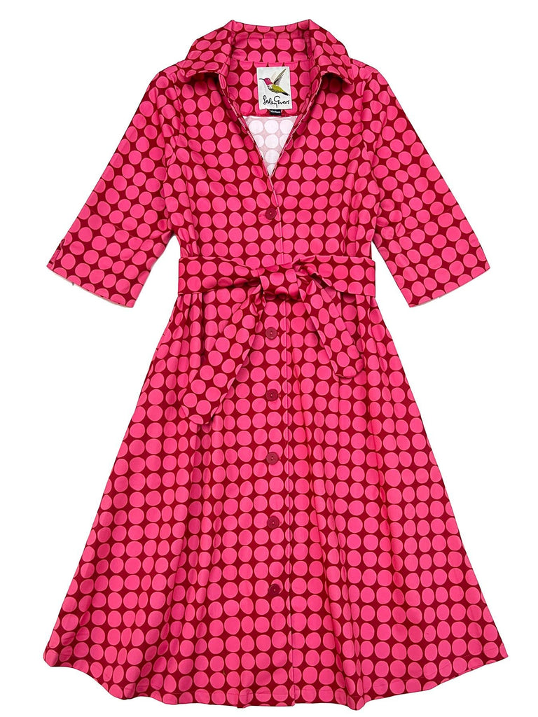 CLEMENTINE shirtdress Pink Dots - Lesley Evers-A-line-Clementine-Dress